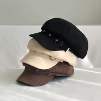 new fashion hat women octagonal cap beret striped retro french artist hat painter octagonal hats black brown casual caps