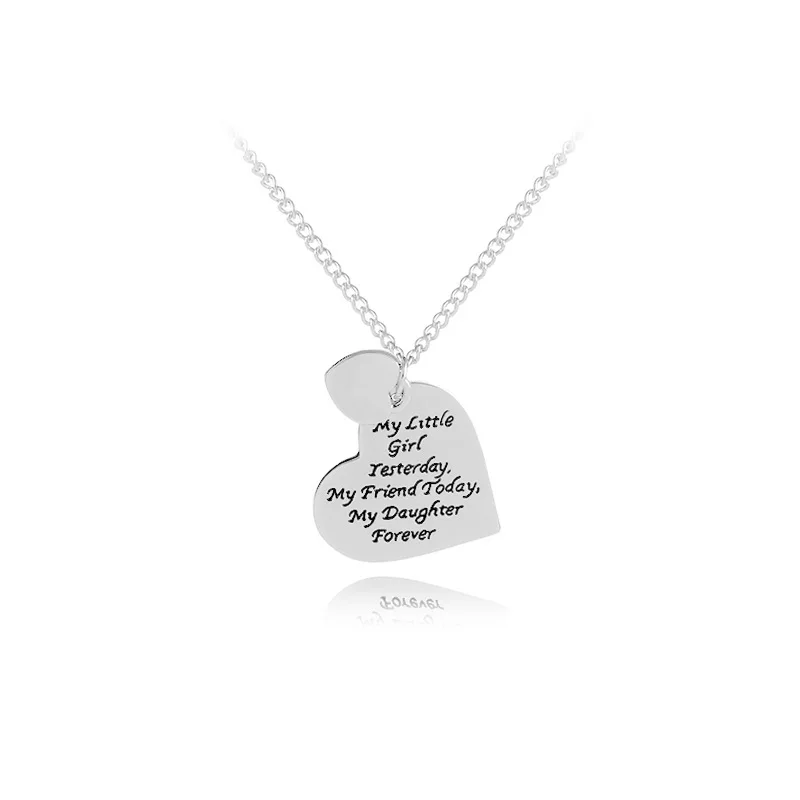 

Heart Shape Letter “my little girl，my daughter fovever ”Love Heart Necklace Creativity Fashion Simple Pendant