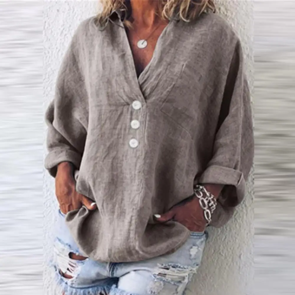 

Женская Однотонная рубашка, Повседневная Свободная блузка с длинным рукавом, на пуговицах, большие размеры, весна 2021