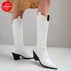 Сапоги женские зимние, на высоком каблуке, с острым носком, размеры 32-43