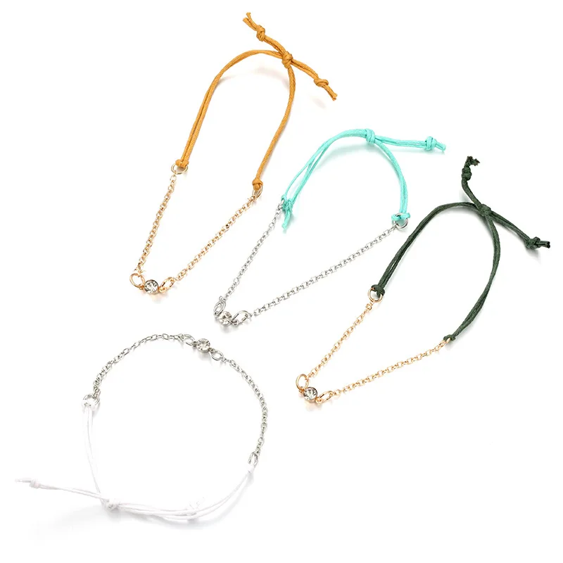 

Europe and the United States cross border fashion hand adornment yuansufeng simple versatile multicolor leather rope alloy inlai