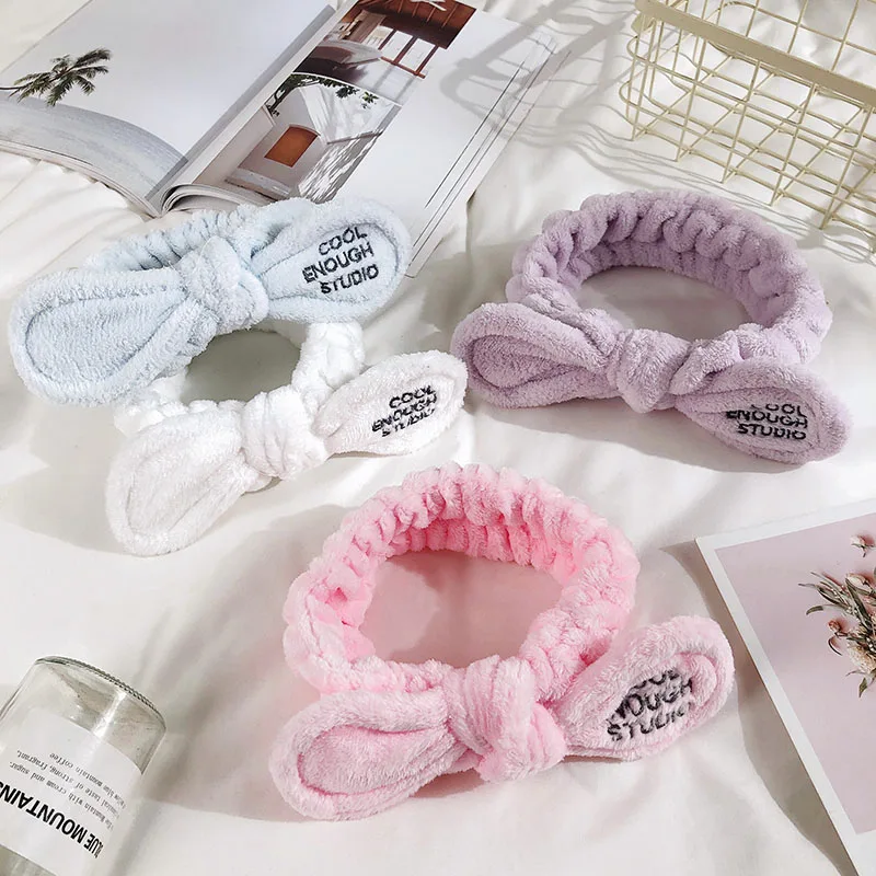 Женская флисовая повязка для волос с надписью Коралловая на голову бантом