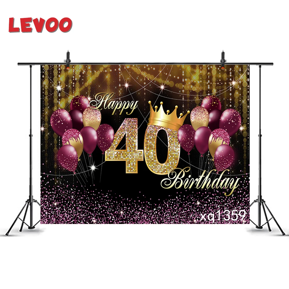 

Фон для фотосъемки LEVOO 40-й день рождения шарики короны Блестящий Золотой Фиолетовый фон для фотосъемки реквизит для фотостудии