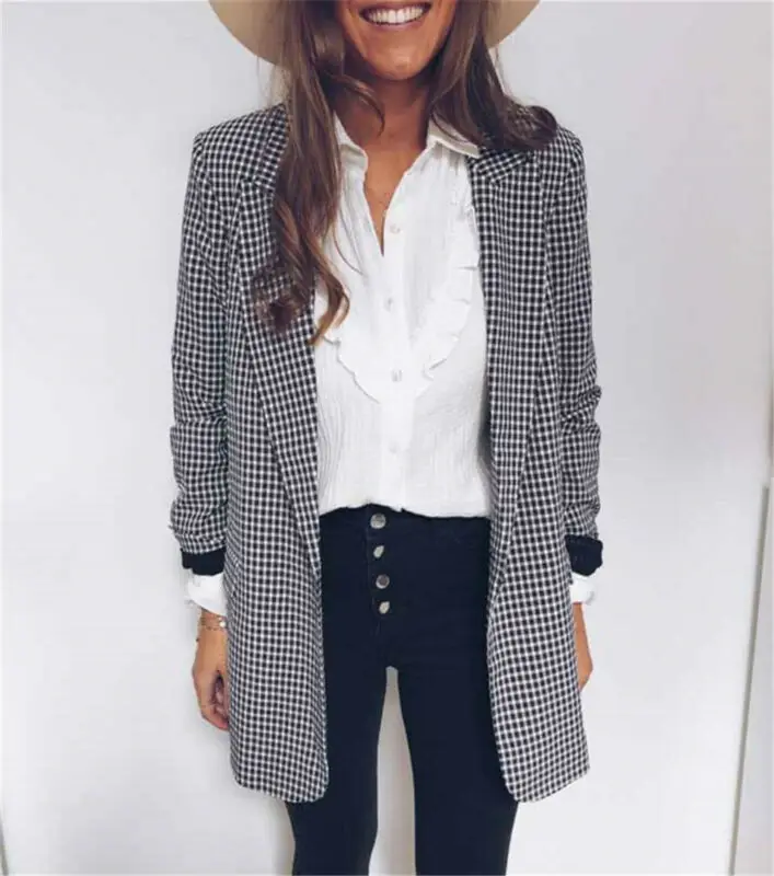 Женский блейзер с длинным рукавом свободная повседневная облегающая куртка в