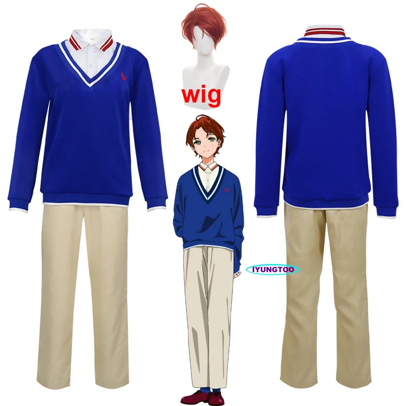 

Japanese Anime WONDER EGG PRIORITY Momoe Sawaki Cosplay Costume Shirt Coat Pants Uniform Set Wig