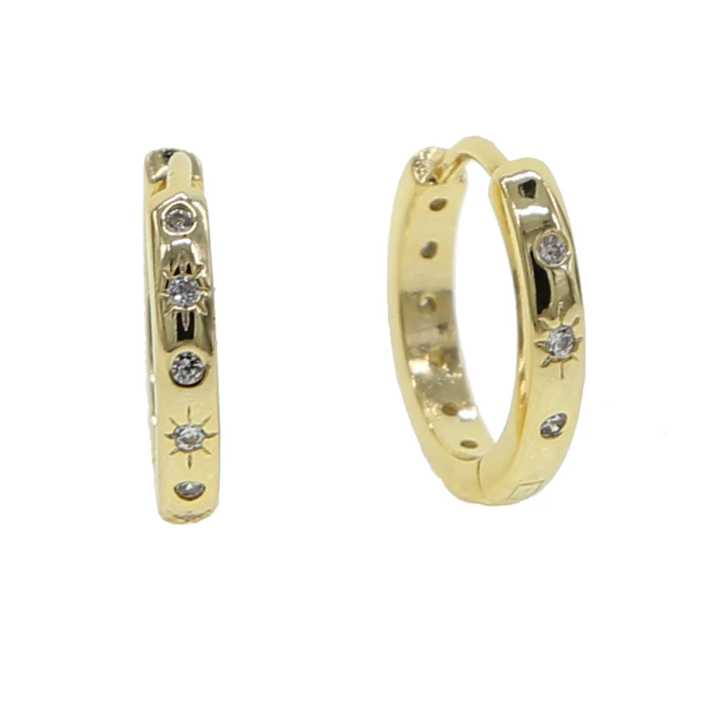 

2020 Fashion top quality factory wholesale Round shape stud micro pave cz star earring cute Girl party christmas Gift Jewelry