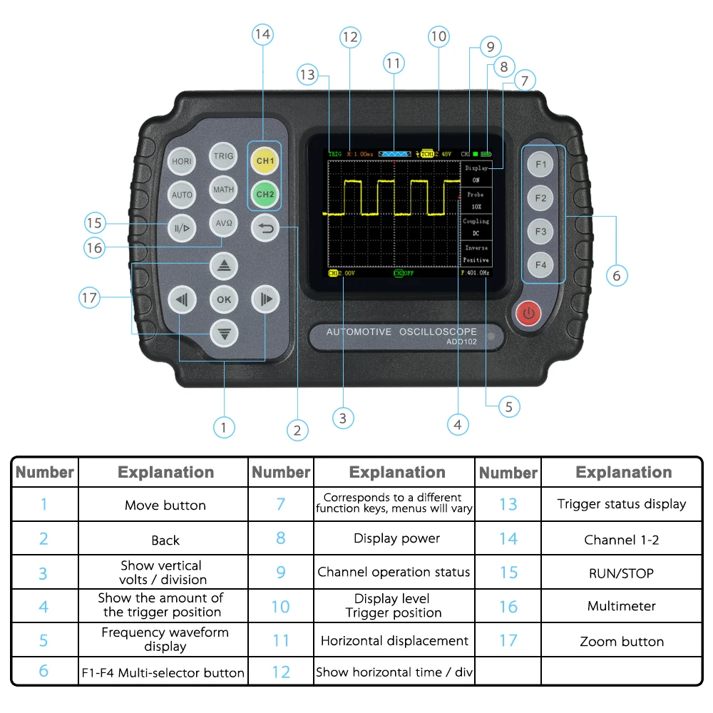 Портативный цифровой осциллограф мультиметр автомобильный мини-осциллограф