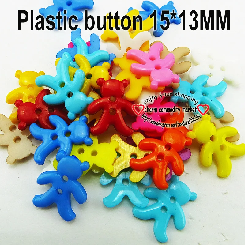 150 шт. медведи кнопка 2 отверстия Окрашенные Пластиковые кнопки бренд Детское