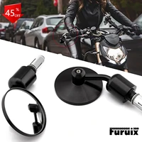 motorcycle rearview mirror standard hollow round black side compatible touring cruiser cafe racing tracker street sports bike