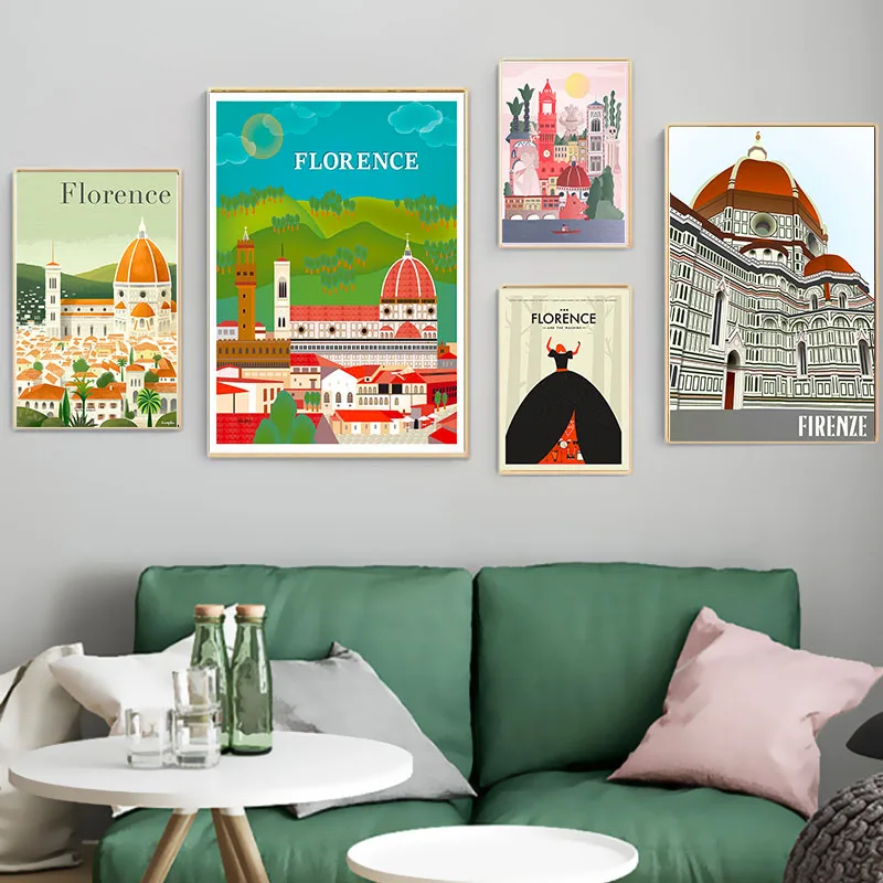Итальянская столица Флоренции путешествия картины на холсте винтажная картина