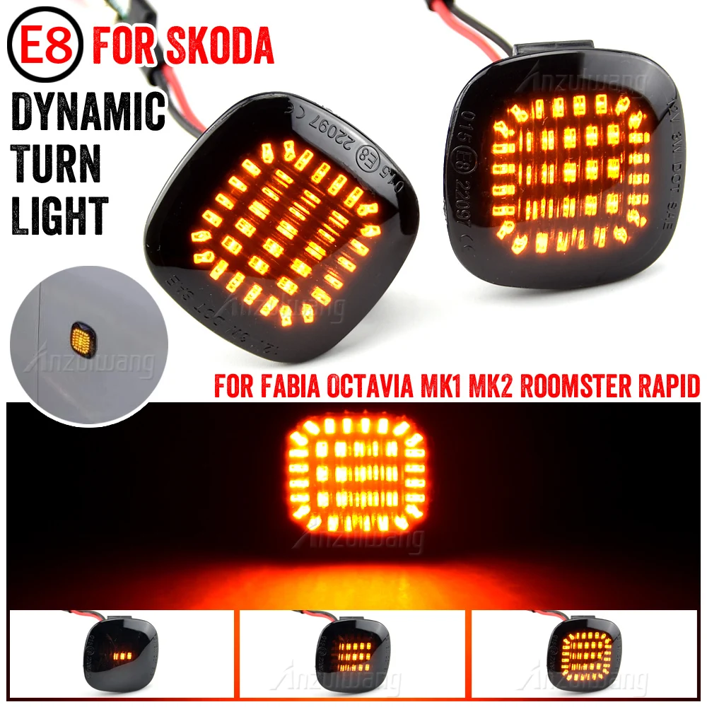 

For Skoda Fabia Octavia Mk1 Mk2 Roomster Rapid NH3 LED Dynamic Turn Signal Side Marker Light Repeater Lamp Sequential Indicator