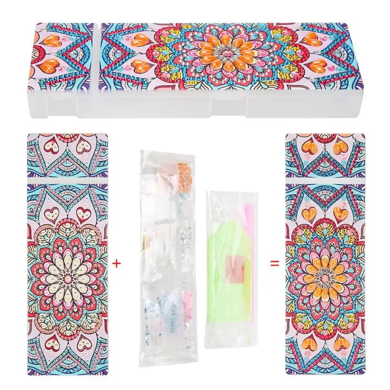 5D DIY Special Shaped Diamond Painting 2 Grids Stationery Pencil Box Rhinestones Diamond Embroidery Mandala Storage Case Gifts - Цвет: R