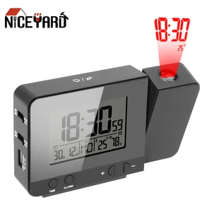 niceyard projection alarm clock led clock digital date snooze function indoor time temperature humidity project desk table free global shipping