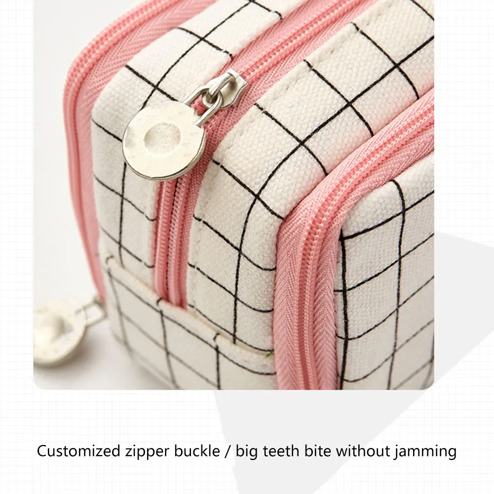 

Pencil Case Large Capacity Multifunction Canvas Stationery Bag 3 Compartment Pencil Case Study Supplies For Student Kids Storage