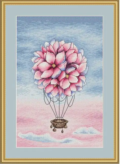 

MM Counted Cross Stitch Kit Potted cactus Handmade Needlework For Embroidery 14ct Cross Stitch Flower balloon