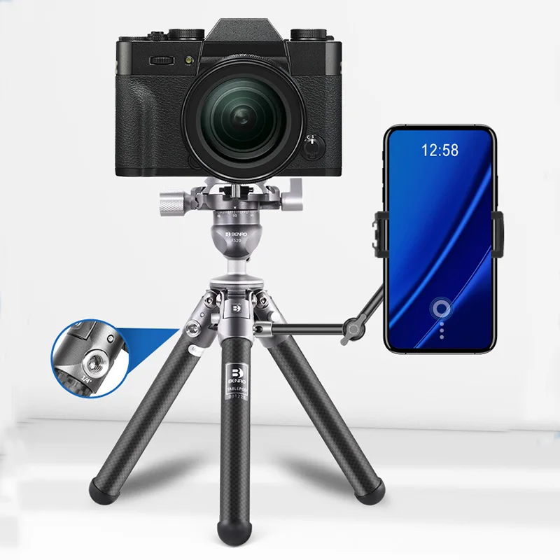 

Benro SC05K Tripod Mini Portable Desktop Carbon Fiber Tripods Camera Stands With FS20 Head For Live Show Vlog Max Loading