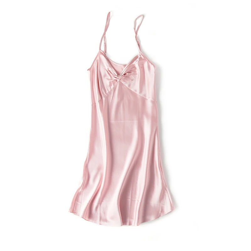 Тонкая шелковистая ночная рубашка приятная для кожи 100% шелк тутового цвета