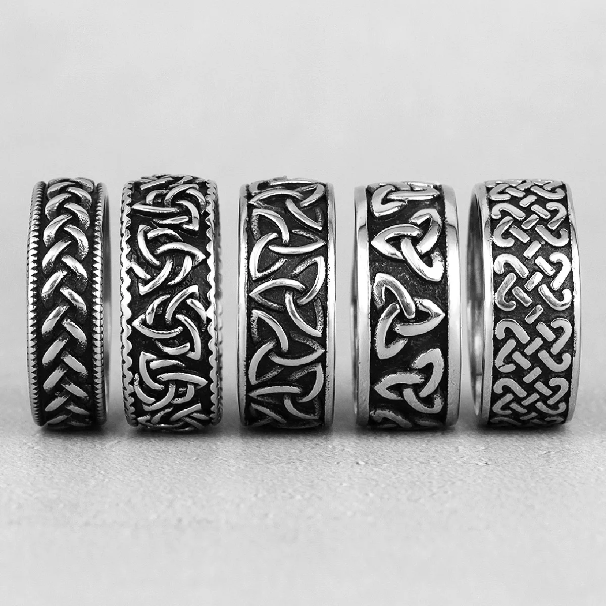 Кольца Celtic Knot Weave с символами викингов из нержавеющей стали для мужчин и женщин