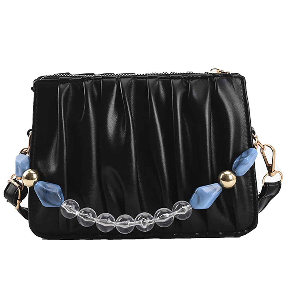 

Women Fold Shoulder Bags Ladies Luxury Designer Crossbody Bag Brand Beaded Chain Handbag For School Girls 2021 High Quality Flap