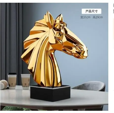 

CREATIVITY CERAMICS HORSE HEAD SIMULATION ANIMAL SCULPTURE CRAFTS DECORATION MODERN HOME LIVING ROOM FURNISHINGS HORSE FIGURINE