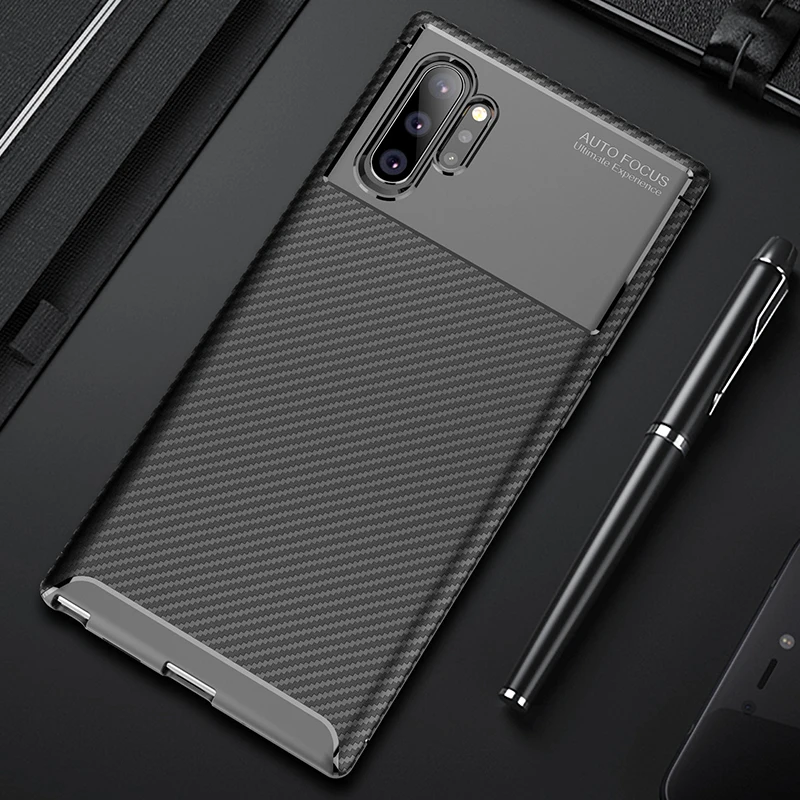 Carbon Fabric Texture Matte Soft Silicone Phone Back Case For SAMSUNG Galaxy Note 10 / Pro Armor TPU Fundas Coque |