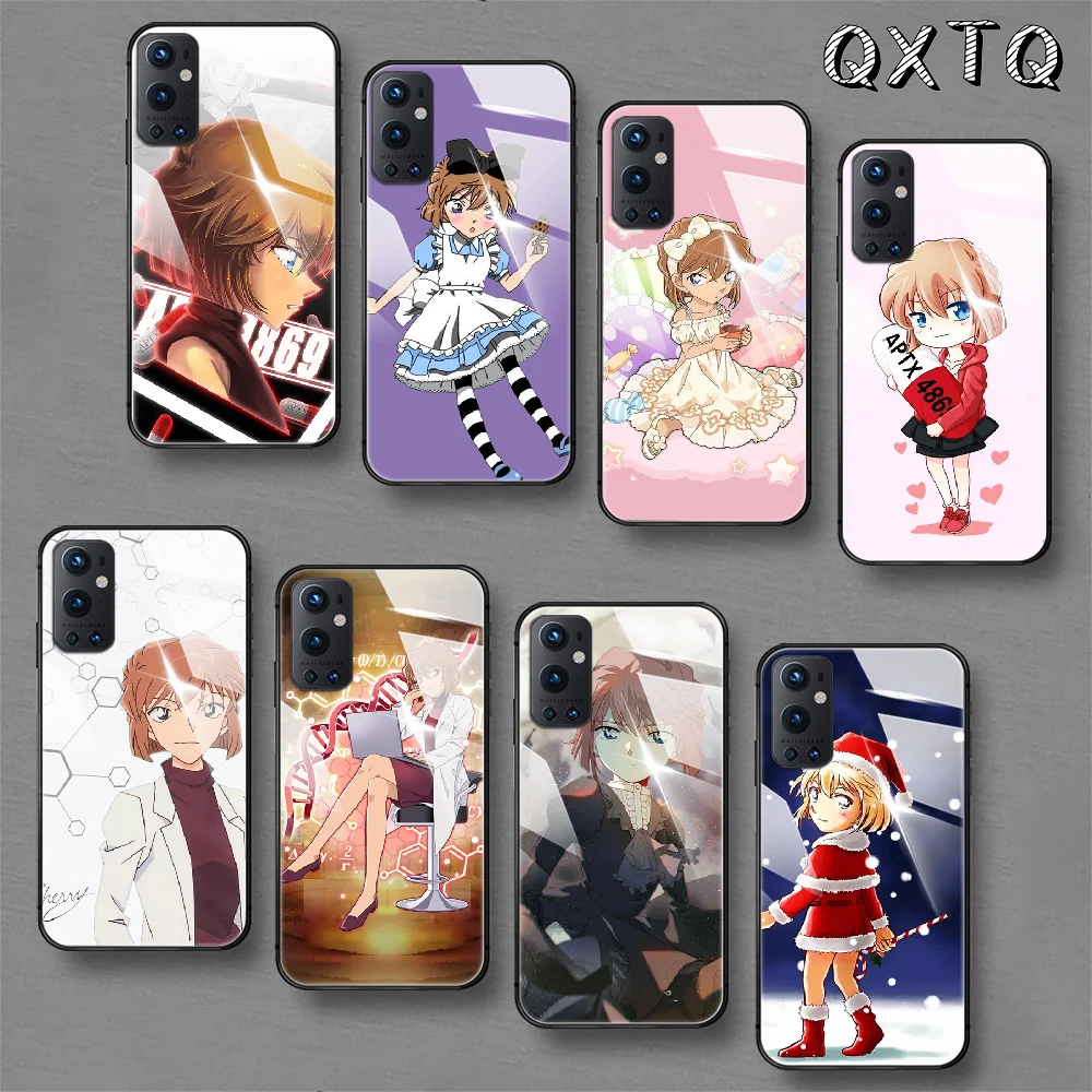 

Ai Haibara Sherry Anime Tempered Glass Smart Phone Case For Oneplus Oppo Realme 5 6 7 8 9 T Find x3 Pro Nord Gt Cover Cell