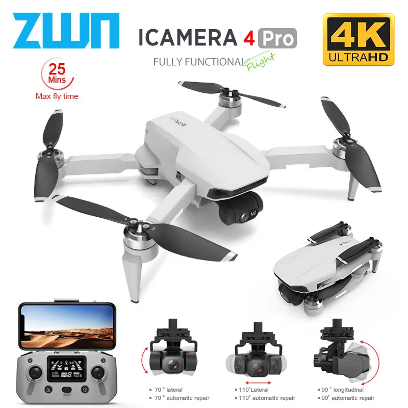 ZWN I4 PRO GPS Мини-Дрон 4k Профессиональный с 3-осевым шарниром FPV HD камера бесщеточный