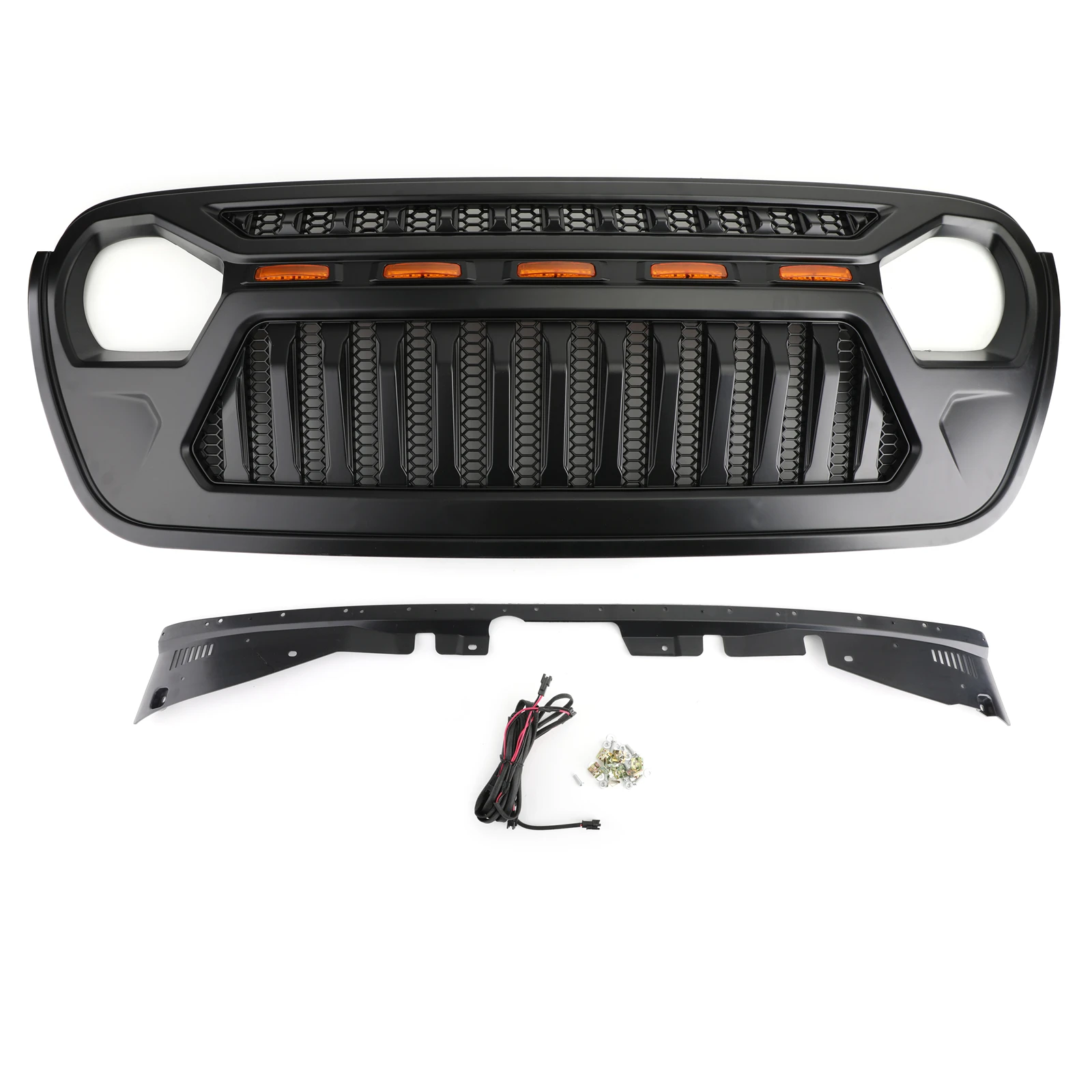 Areyourshop новая Решетка переднего бампера с 5 Янтарный светильник для Jeep Wrangler JL передний верхний светодиодный светильник