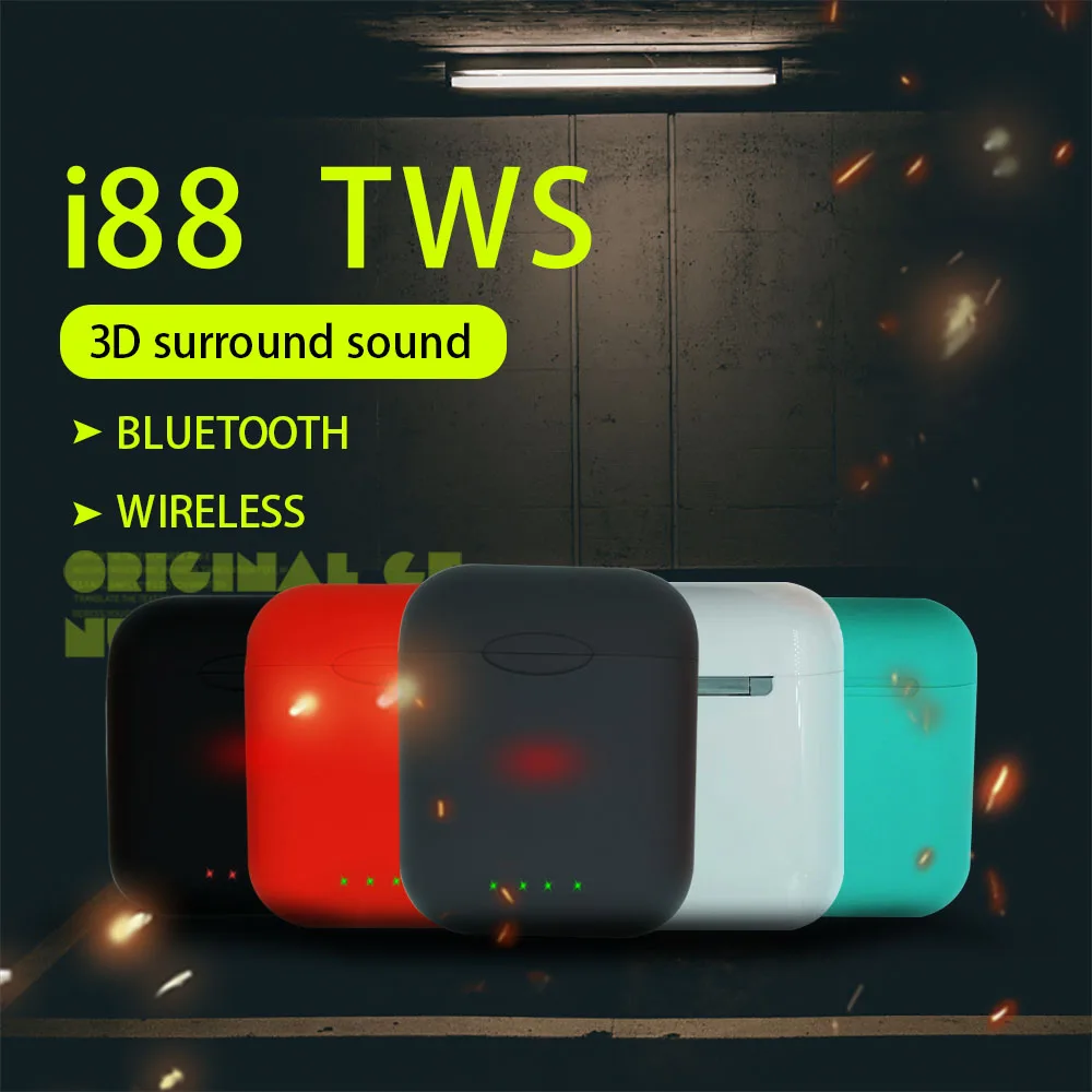 Оригинальные матовые беспроводные наушники i88 TWS с Bluetooth, наушники с сенсорным управлением, bluetooth 5,0 с микрофоном, Bluetooth наушники