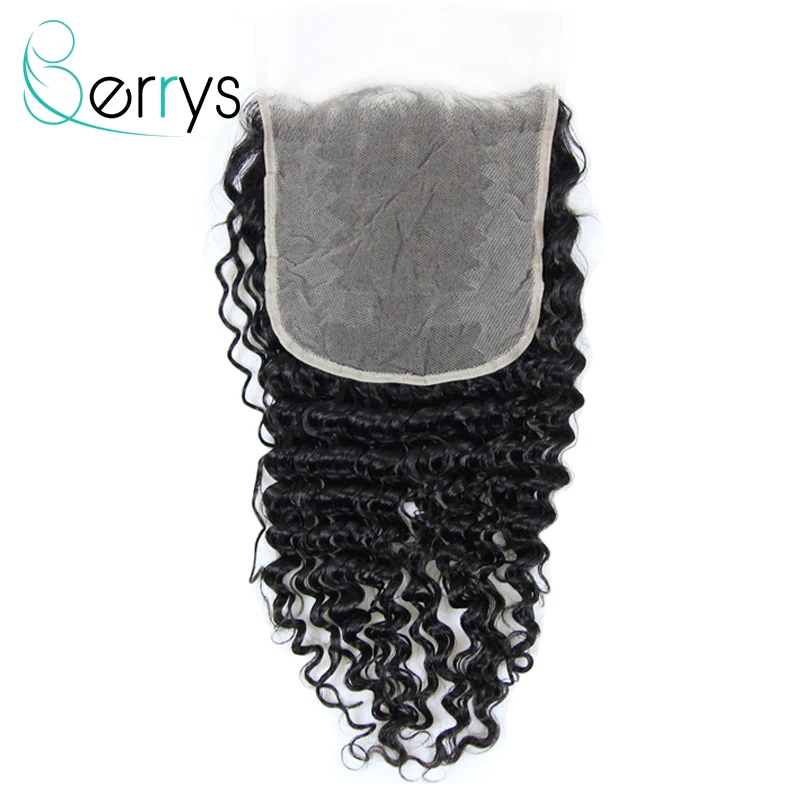 Индийские человеческие волосы Berryshair 10 А 6x6 кружевная застежка глубокая волна