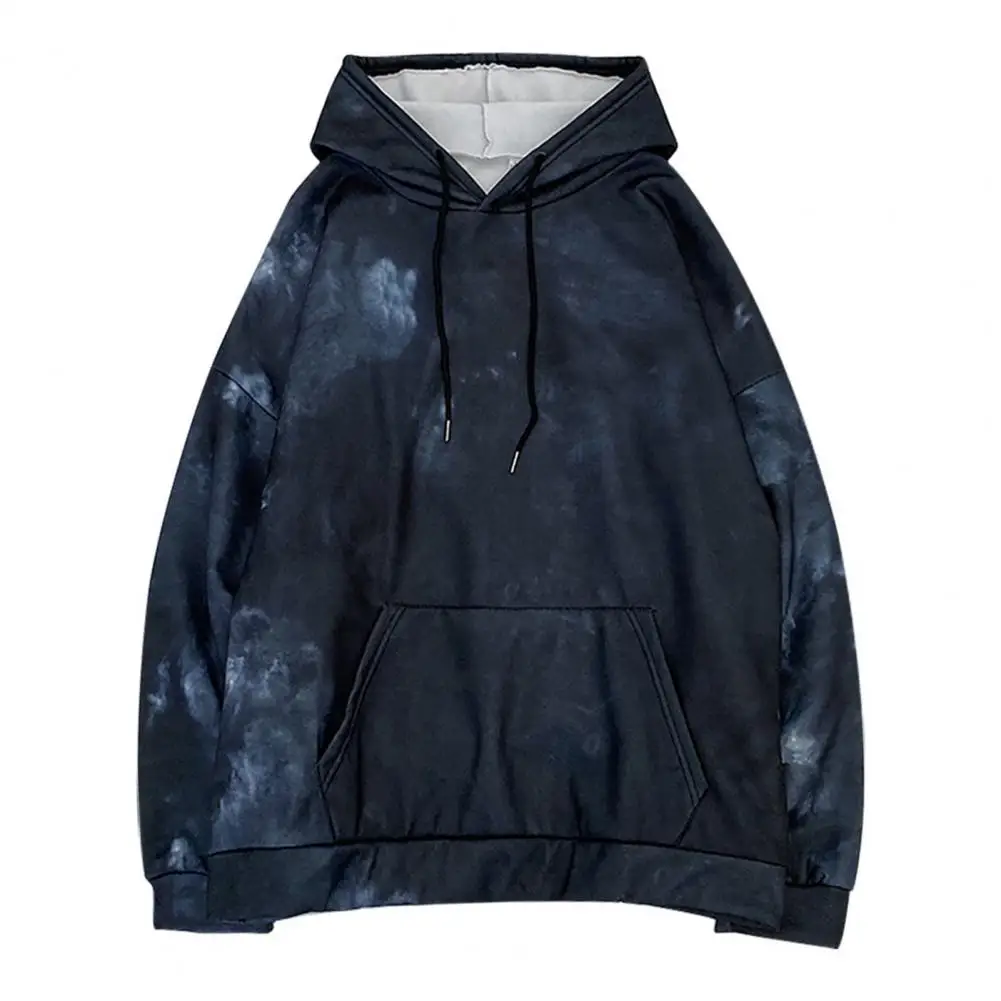 Women Casual Dye Printed Long Sleeve Drawstring Hoodies Sweatshirt with Pockets