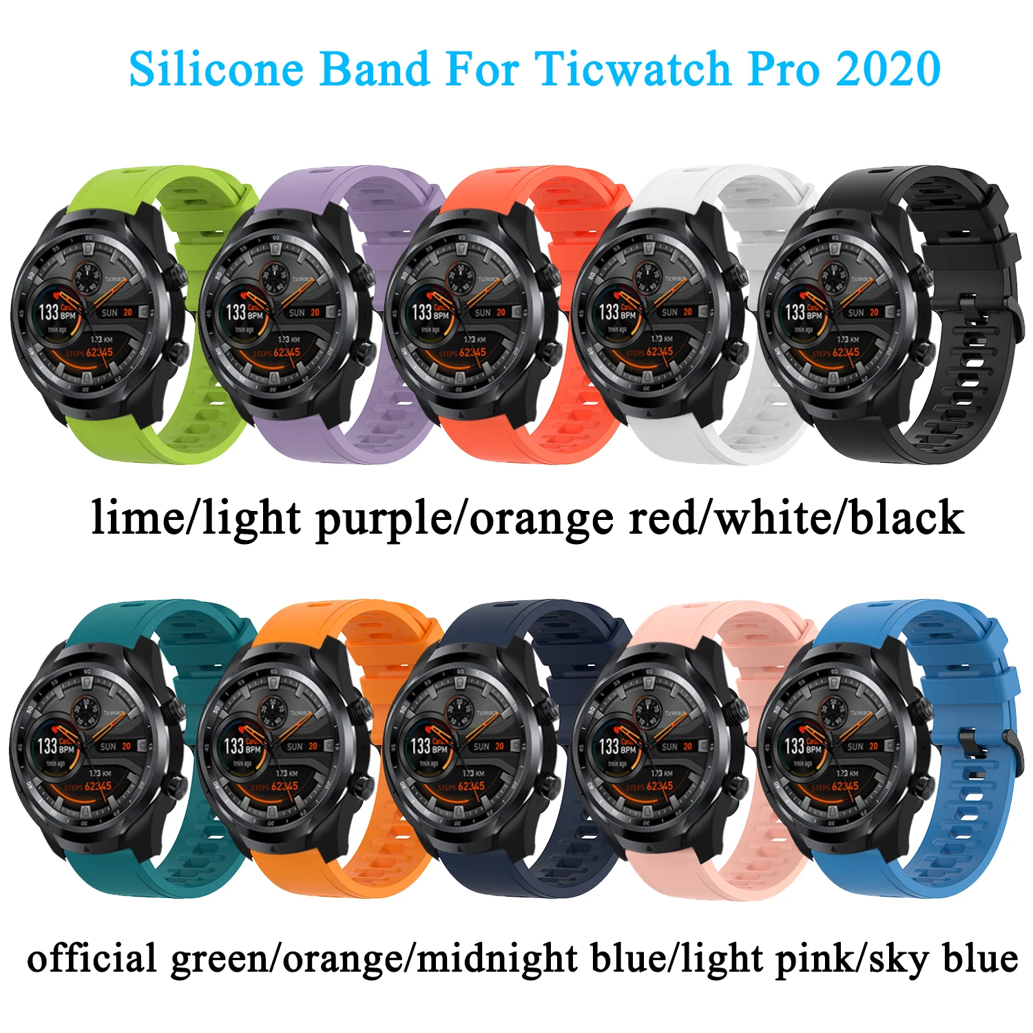 Ремешок на запястье для Ticwatch Pro 3 GPS ремешок 2020/GTX/E2/S2 силиконовый сменный