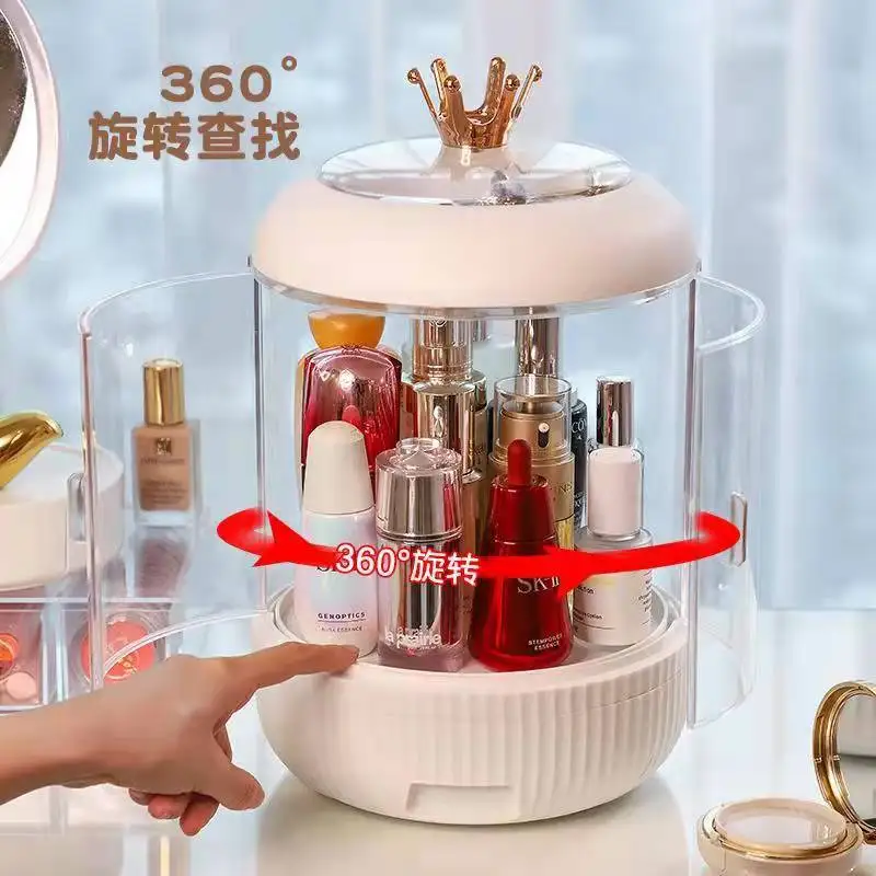 

Cosmetics Storage Box Desktop 360 Degree Rotation Dustproof Skin Care Products Finishing Rack Multifunctional Cosmetics Organize