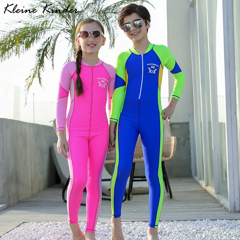 Детский купальный костюм с длинным рукавом защитой от УФ лучей|Комбинезоны| |