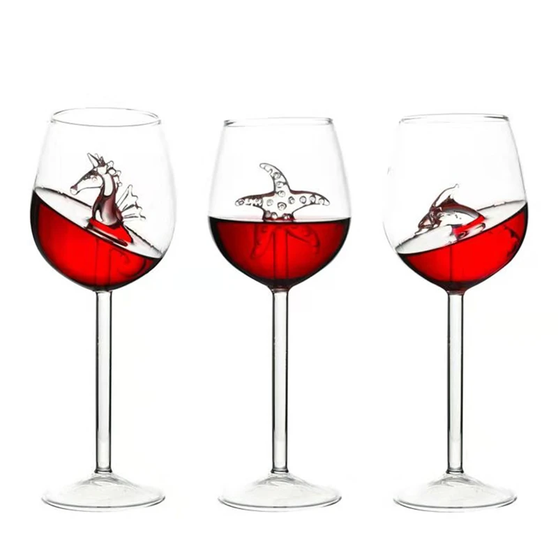 Creative Seahorse Crystal Wine Glasses Dolphin Starfish Whisky Glass Cups Cocktail Brandy Bar Crafts Decorations | Дом и сад