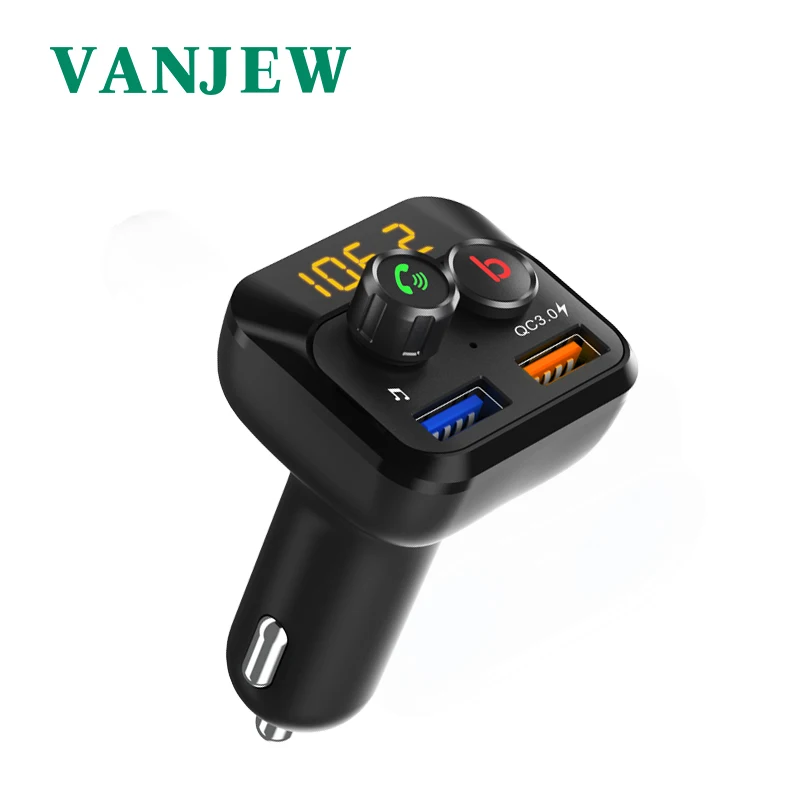 Автомобильный FM передатчик VANJEW BT201D с функцией быстрой зарядки Bluetooth модулятор V5.0