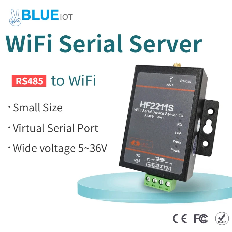 Промышленный последовательный порт Modbus преобразователь RS485 в Wi-Fi Ethernet TCP IP MCU