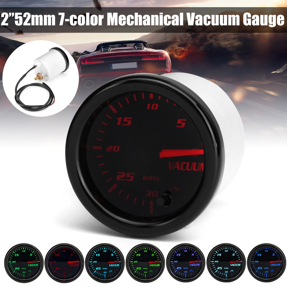 Универсальный автомобильный Механический вакуумный измеритель дисплей 2 дюйма 52