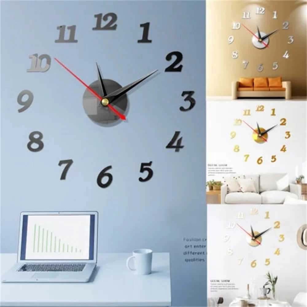 

One Set DIY Creative Digital Acrylic Wall Clock Frameless Mirror Stickers Modern Art Decal Home Decor Modern Decor 40cm