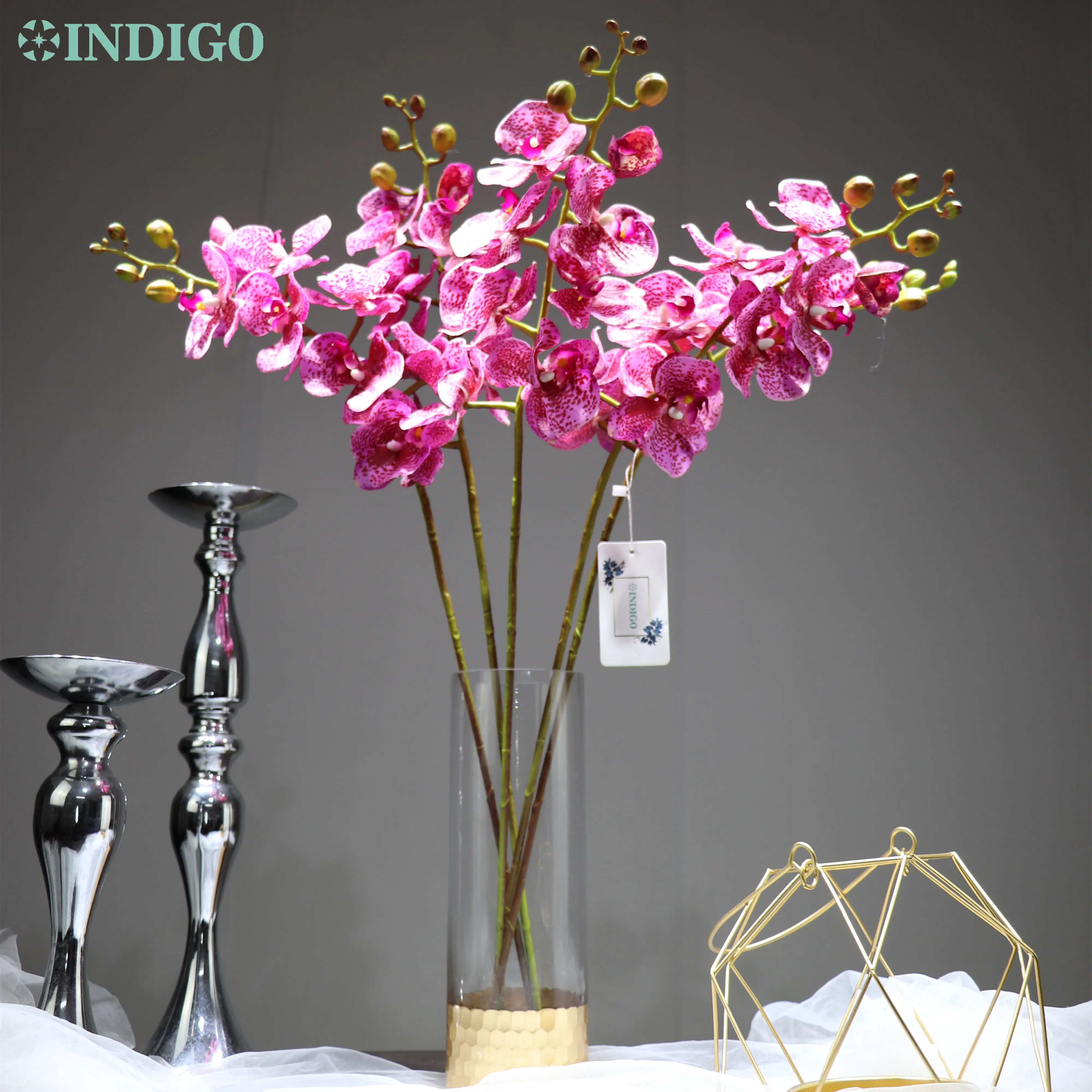 

5 Pcs White Phalaenopsis Orchids Latex Coating Real Touch Flower Wedding Decoration Moth Orchids Floral Party - INDIGO