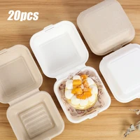 20pcs disposable eco friendly bento box food meal prep lunch storage fruit salad hamburger cake package