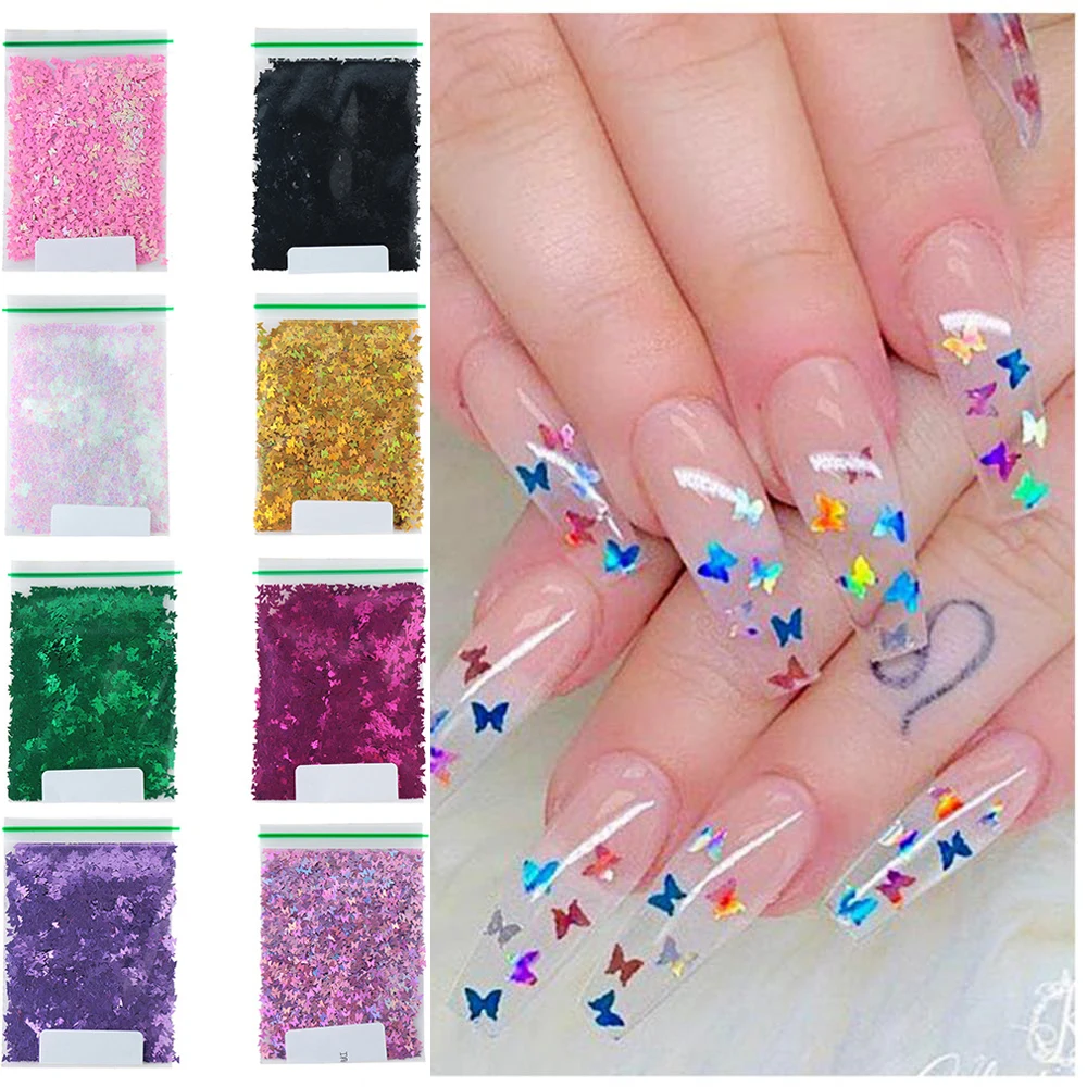 1 шт. блеск для ногтей голографические блестки бабочка кленовый лист хлопья