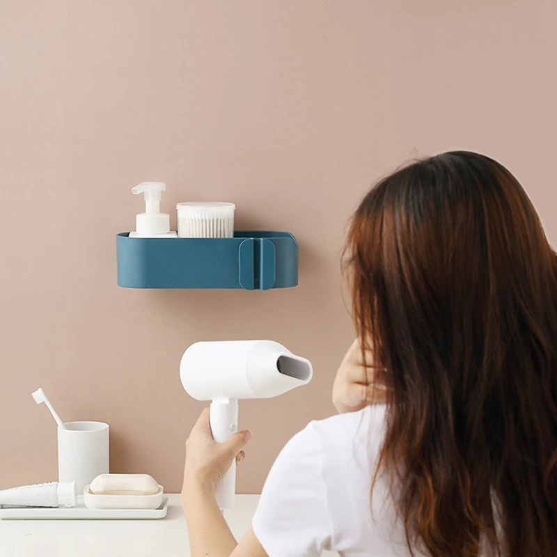 

Durable Wall Mounted Hair Dryer Holder Storage Shelves Racks with Plug Clips Straightener Cosmetics Toothbrush Storage Rack