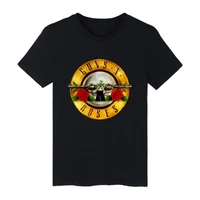Hot sale Men Brand shirt Summer cotton tshirt Guns Roses Bullet Logo Black MenS Graphic T-Shirt Hip hop Plus size