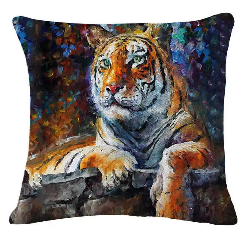Watercolor Ink Painting Tiger Decorative Throw Pillow Case Cushion Cover 18'' | Дом и сад