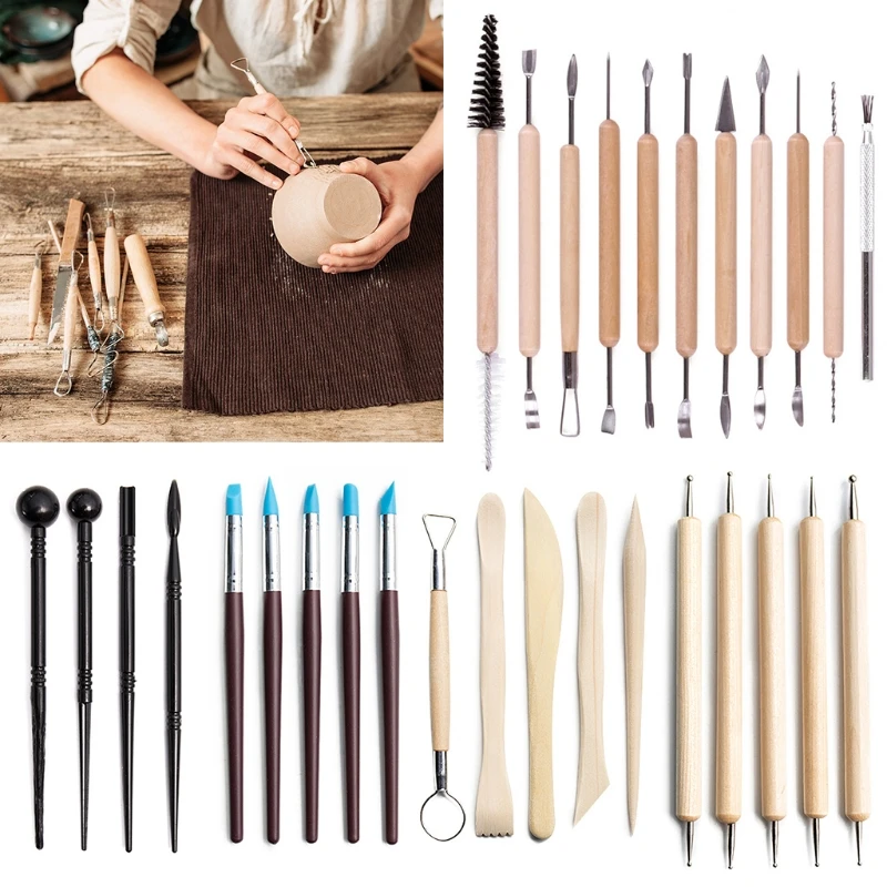 

30-piece Pottery Tool Set Drill Pen,DIY Clay Pottery Tool Set Drill Pen Ceramics Sculpting Carving Sculpture Craft Wooden Handle