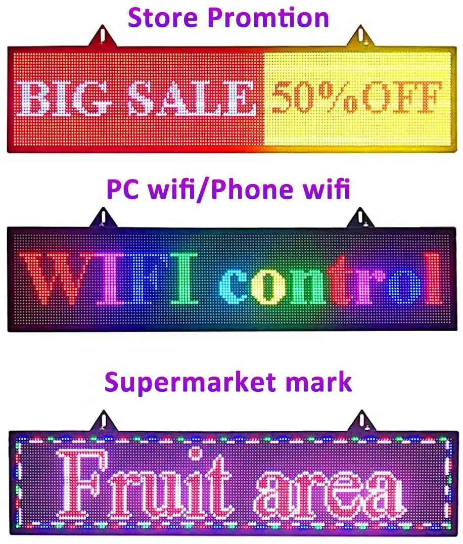40x9 дюймовый 7 цветный RGB светодиодный знак беспроводной и usb программируемый