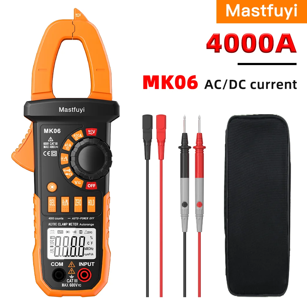 AC/DC Digital Clamp Meter T-RMS 4000 Counts Auto-ranging NCV AC DC Current Voltage Resistance Capacitance Frequency Multimeter |