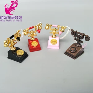 Мини-телефон под старину, деревянный кухонный стол, шкаф для кукольной мебели 16 BJD кукла Ob11 Кукольный дом, аксессуары для рукоделия