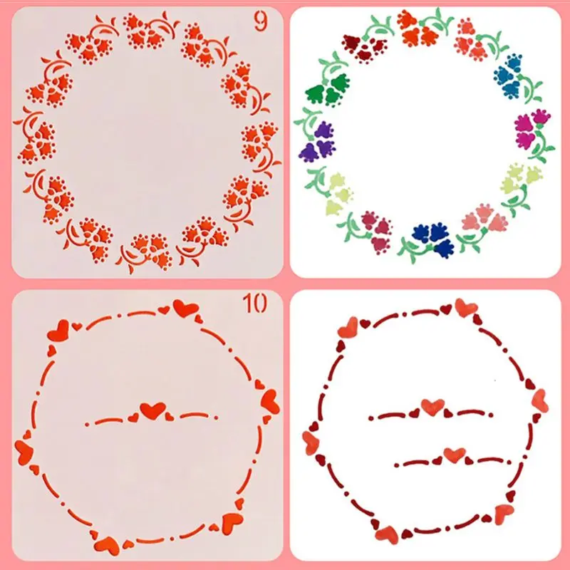 24pcs/set Flower Wreath Drawing Template Ruler Stencil Painting Board DIY Album 1XCB | Канцтовары для офиса и дома